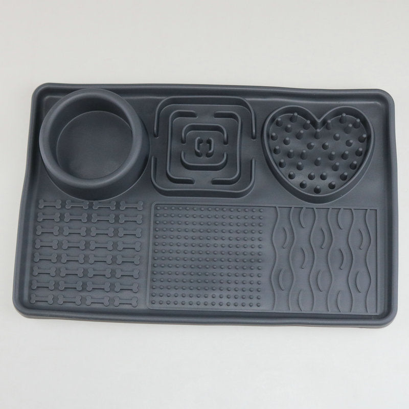 Multifunctional Solid-Color Silicone Pet Feeding Bowl