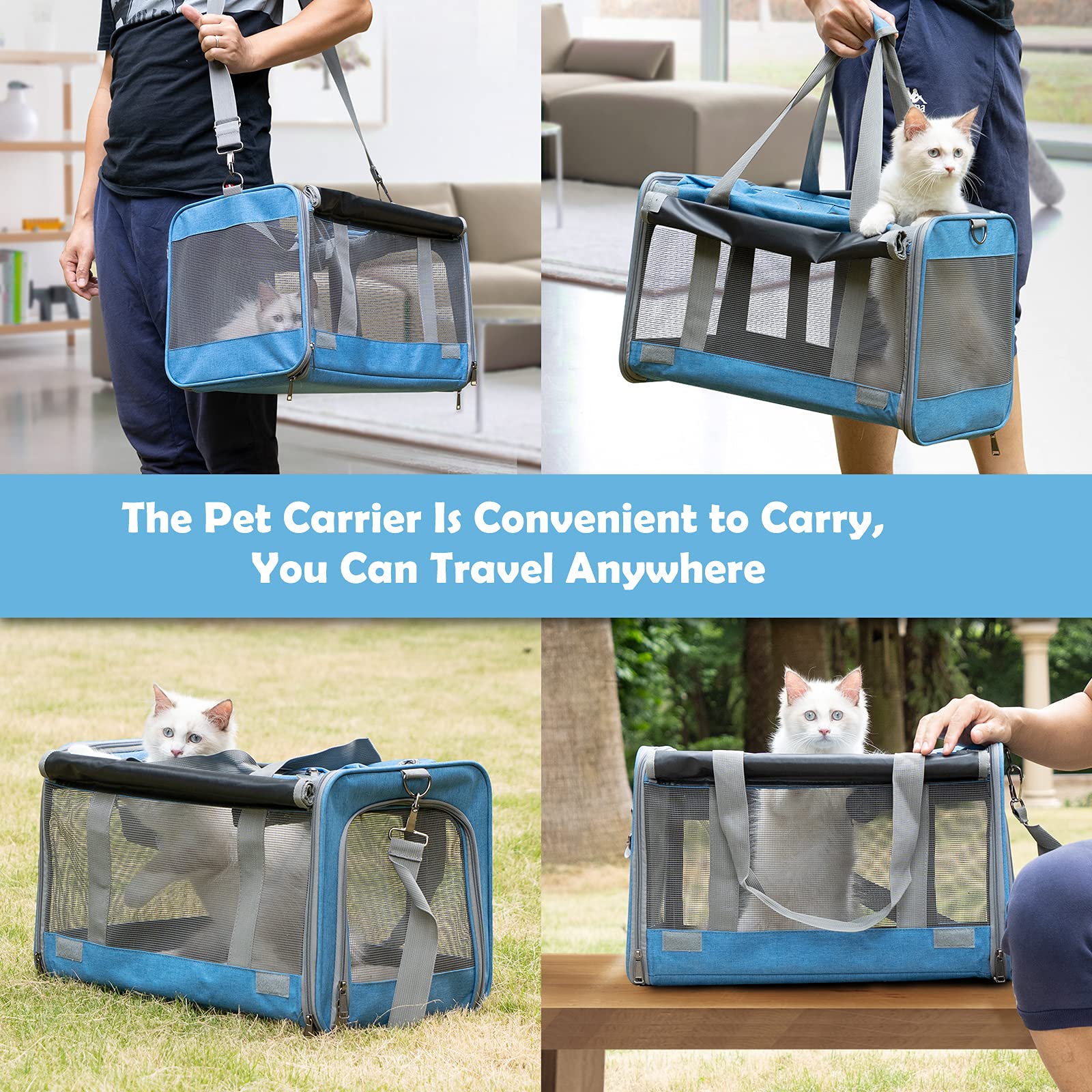 Pet Carrier for Large and Medium Cats Soft-Sided Travel Bag