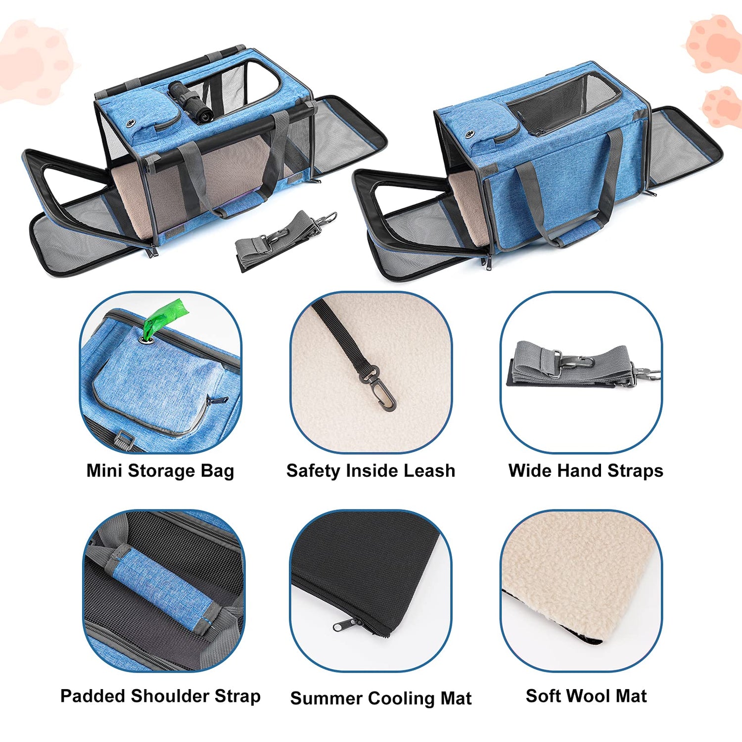 Pet Carrier for Large and Medium Cats Soft-Sided Travel Bag