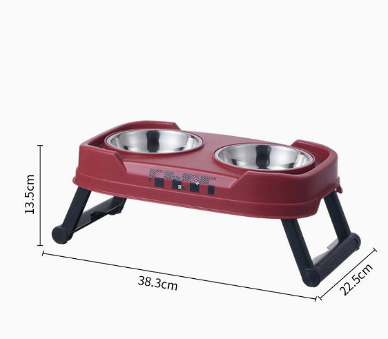 Foldable Stainless Steel Dual Bowl for Dogs and Cats