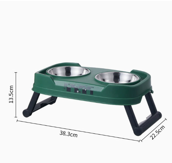 Foldable Stainless Steel Dual Bowl for Dogs and Cats