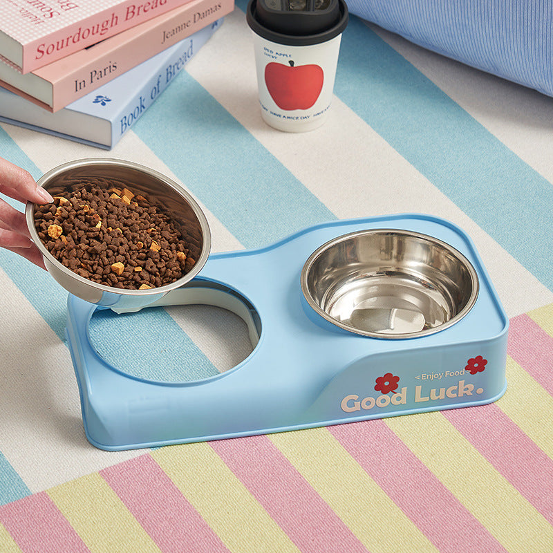 Foldable Stainless Steel Dual Bowl for Dogs and Cats