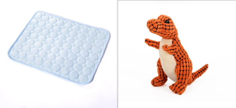 Dog cooling mat for summer comfort featuring a blue cooling pad for pets.