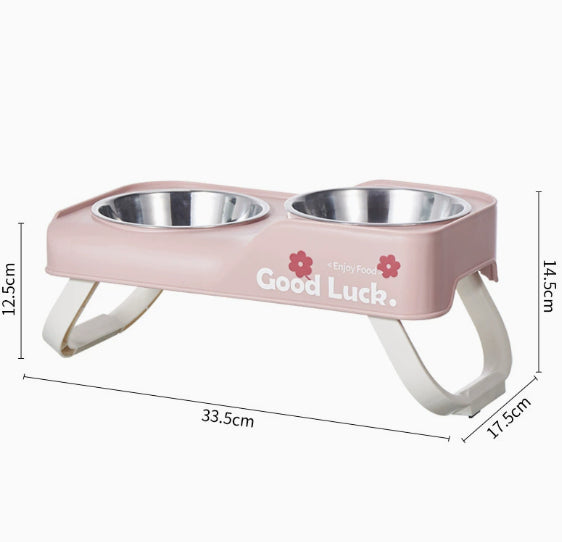 Foldable Stainless Steel Dual Bowl for Dogs and Cats