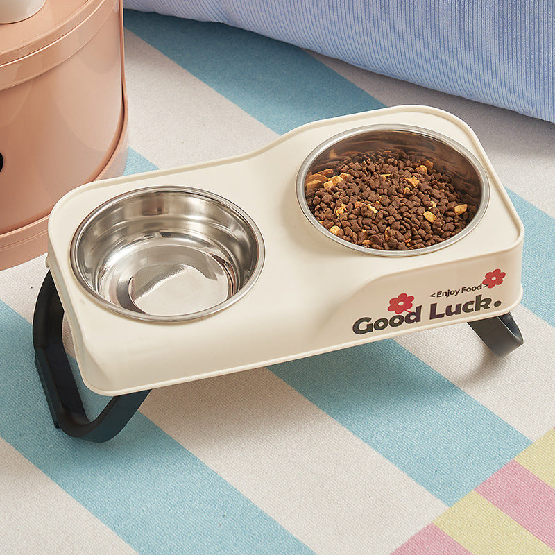 Foldable Stainless Steel Dual Bowl for Dogs and Cats