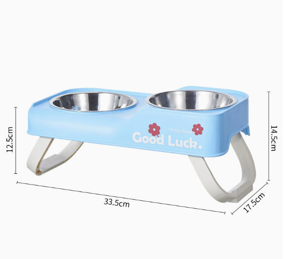 Foldable Stainless Steel Dual Bowl for Dogs and Cats