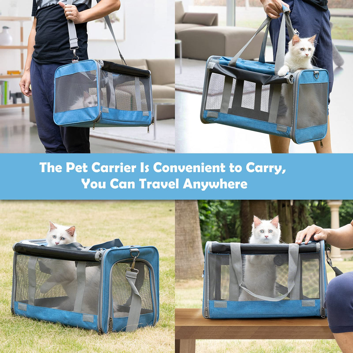Pet Carrier for Large and Medium Cats Soft-Sided Travel Bag
