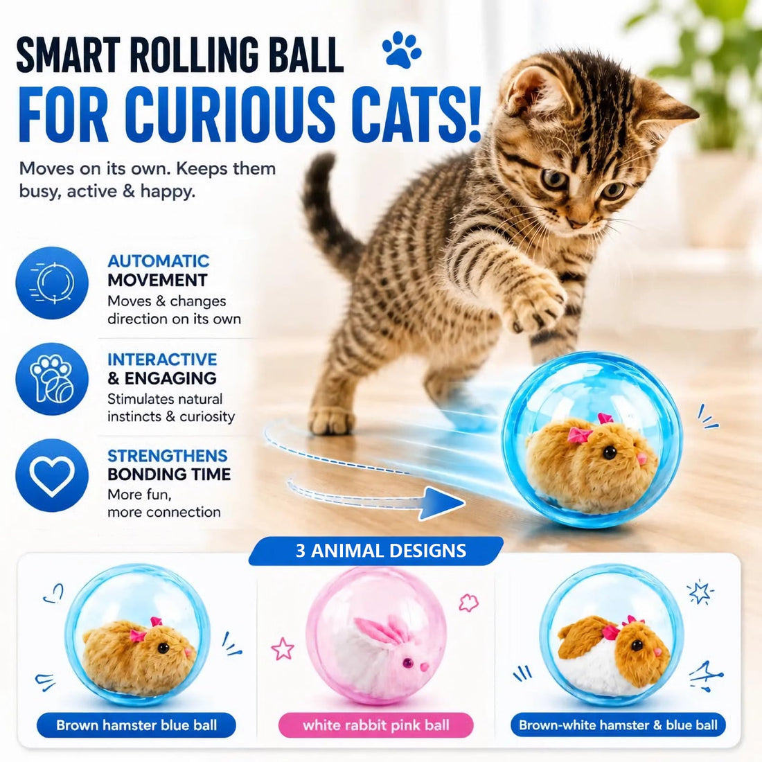 Self-Rolling Interactive Cat Ball